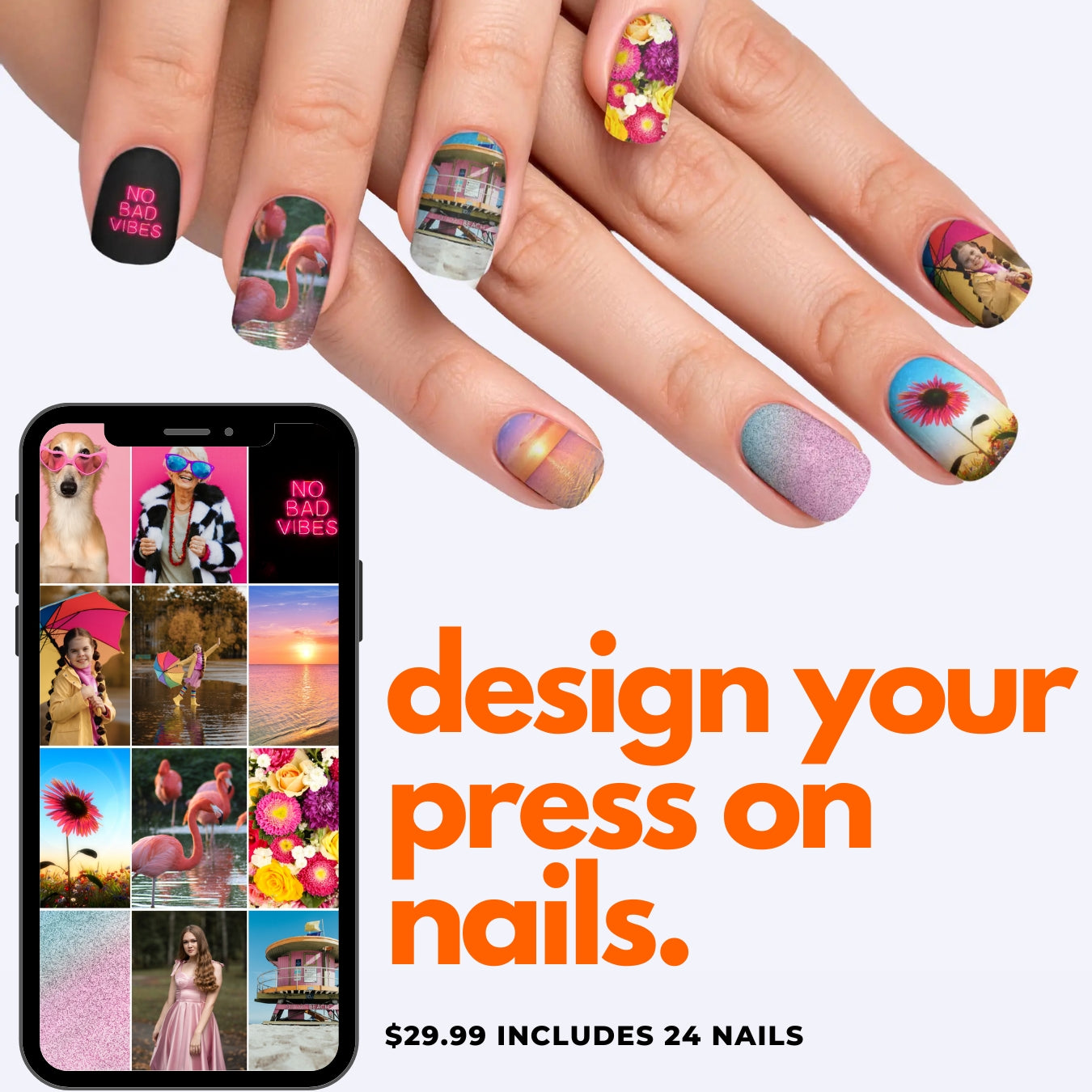 Short Square Custom Nail Art Press On Nails (Design Your Own) - Custom Nail Art