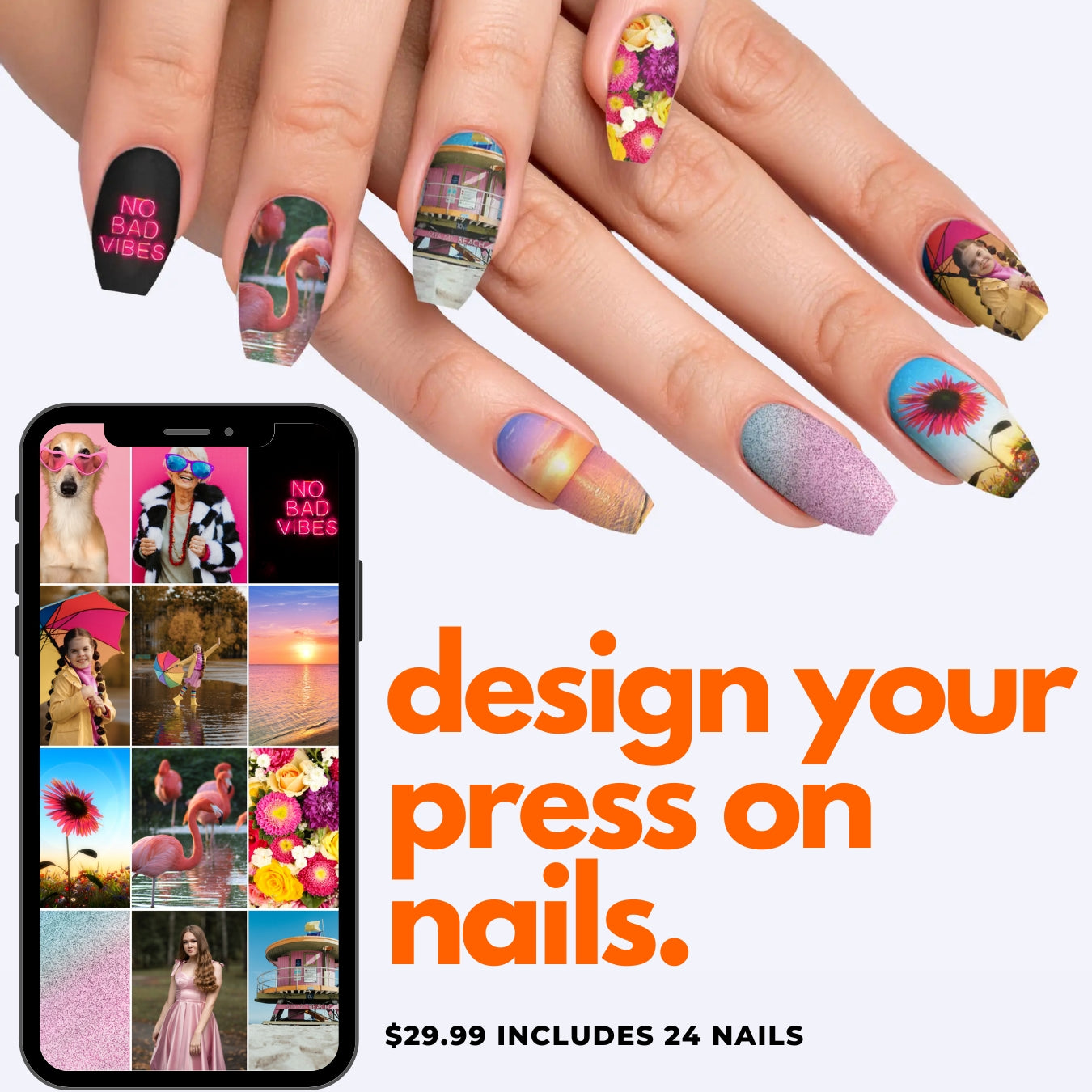 Short Ballerina Custom Nail Art Press On Nails (Design Your Own) - Custom Nail Art