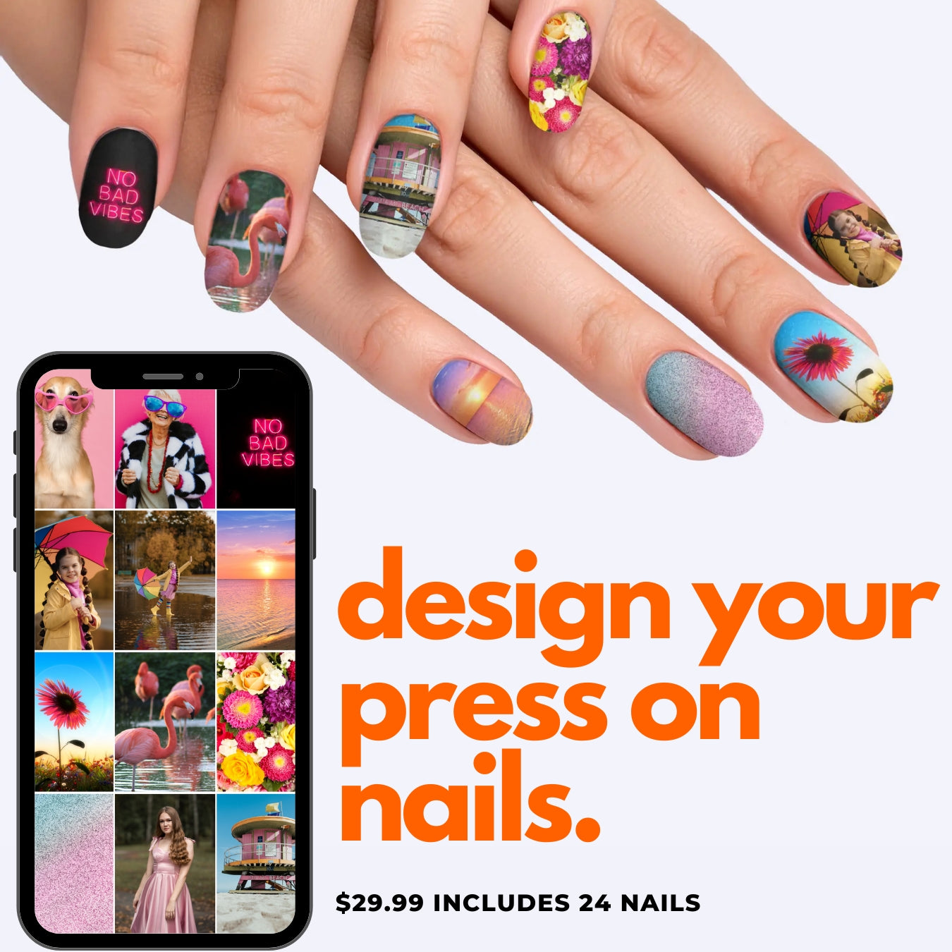 Oval Custom Nail Art Press On Nails (Design Your Own) - Custom Nail Art