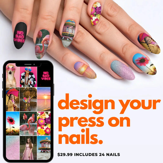 Almond Custom Nail Art Press On Nails (Design Your Own) - Custom Nail Art