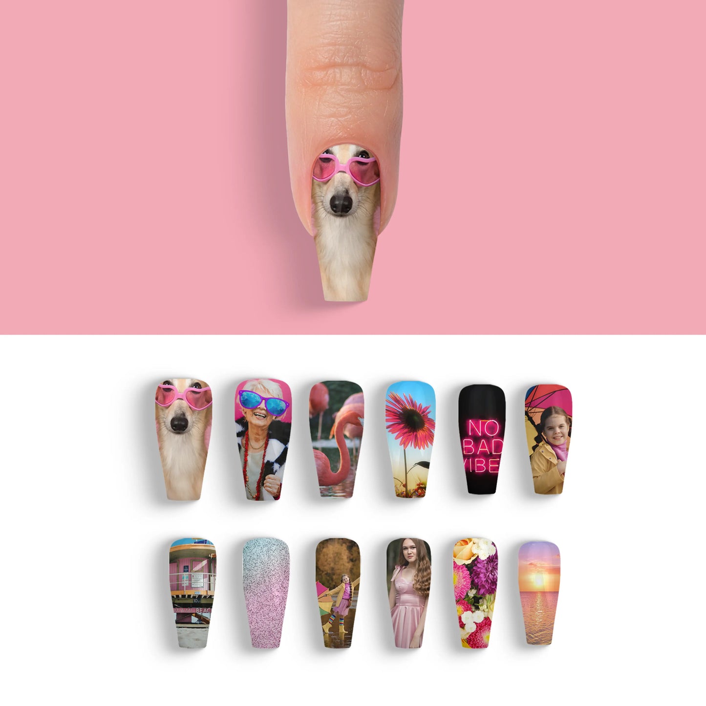 Long Ballerina Custom Nail Art Press On Nails (Design Your Own) - Custom Nail Art