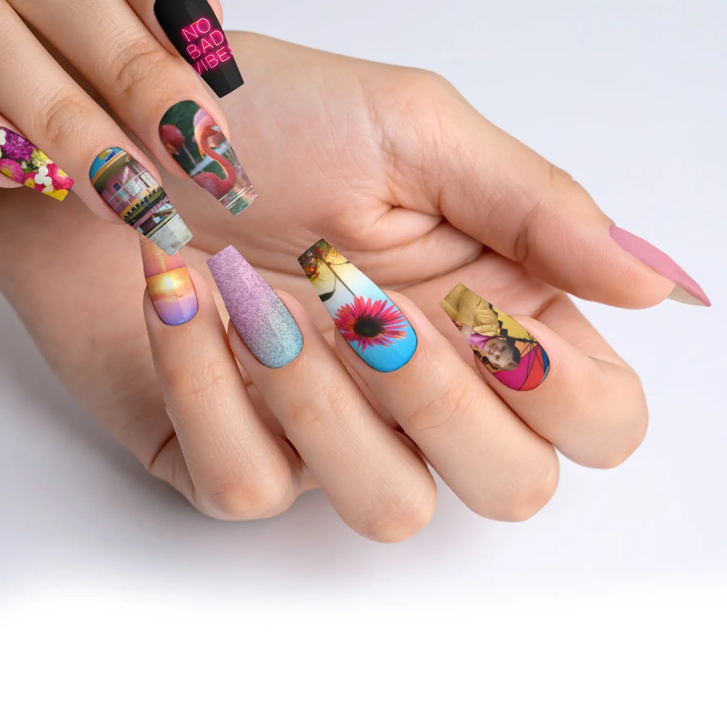 Long Ballerina Custom Nail Art Press On Nails (Design Your Own) - Custom Nail Art