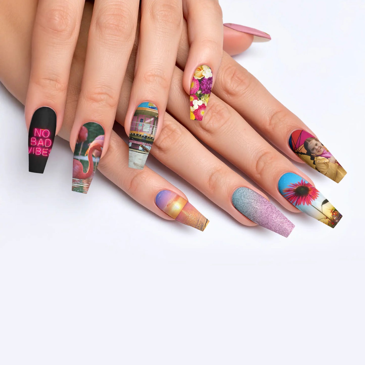 Long Ballerina Custom Nail Art Press On Nails (Design Your Own) - Custom Nail Art