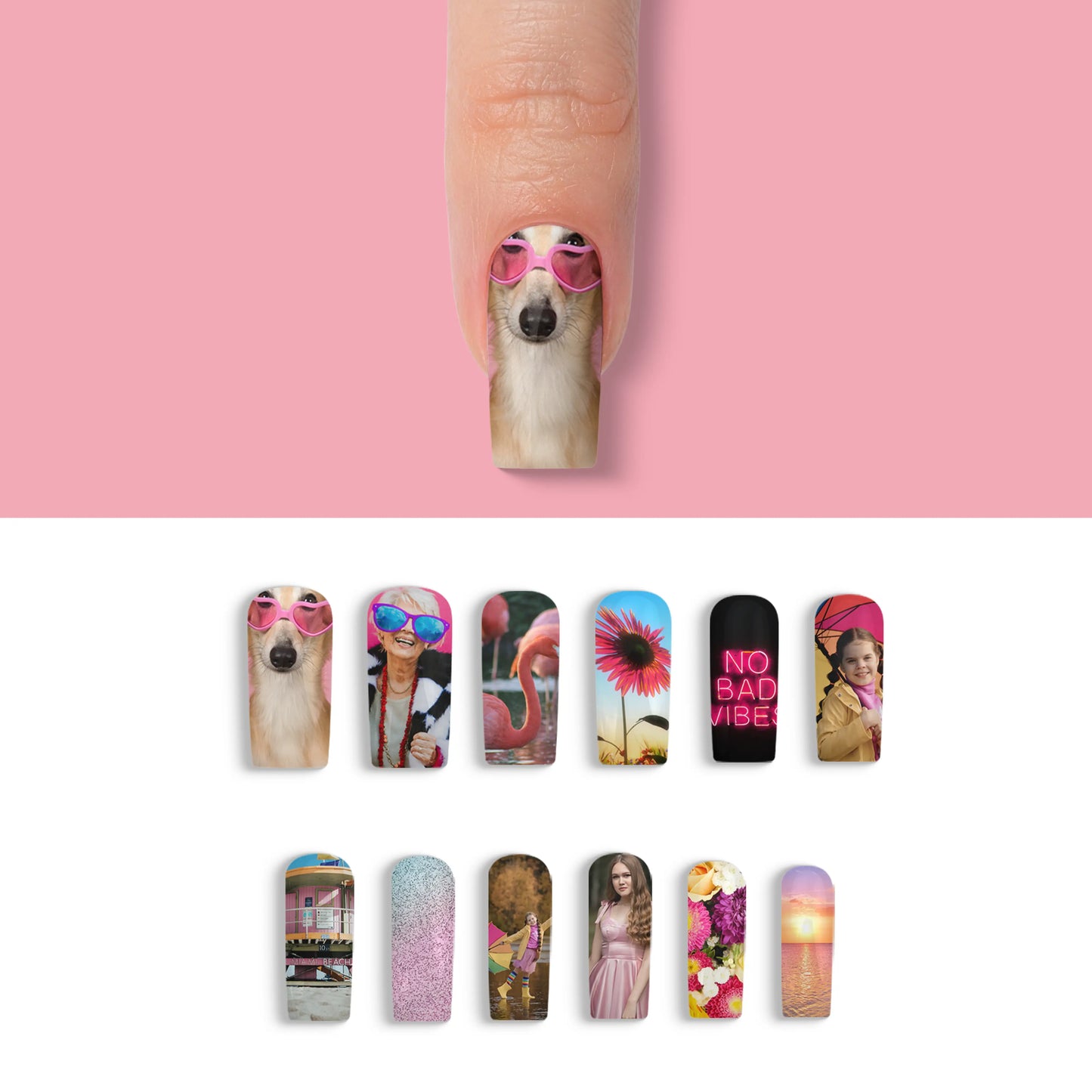 Long Coffin Custom Nail Art Press On Nails (Design Your Own) - Custom Nail Art