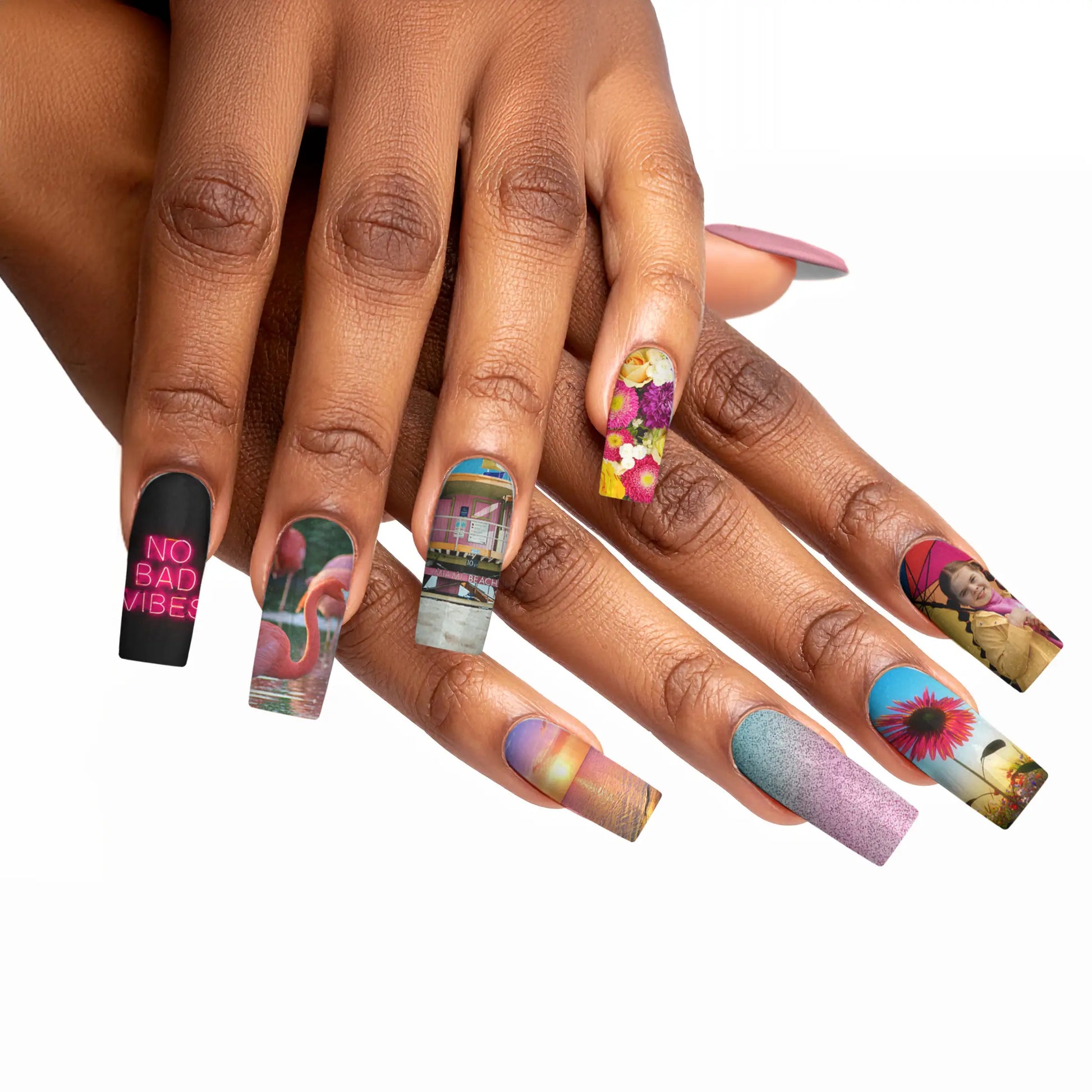 Long Coffin Custom Nail Art Press On Nails (Design Your Own) - Custom Nail Art