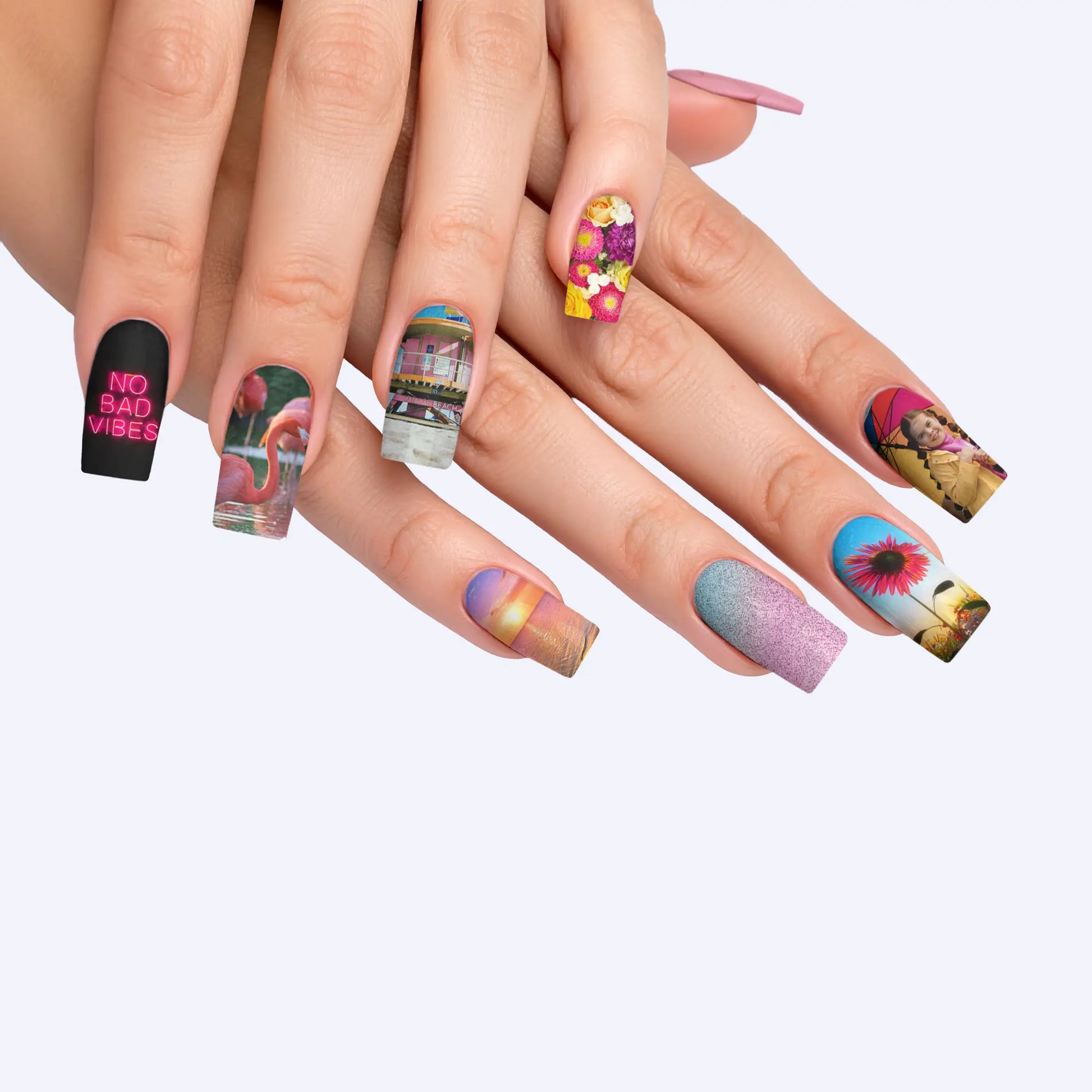 Long Coffin Custom Nail Art Press On Nails (Design Your Own) - Custom Nail Art