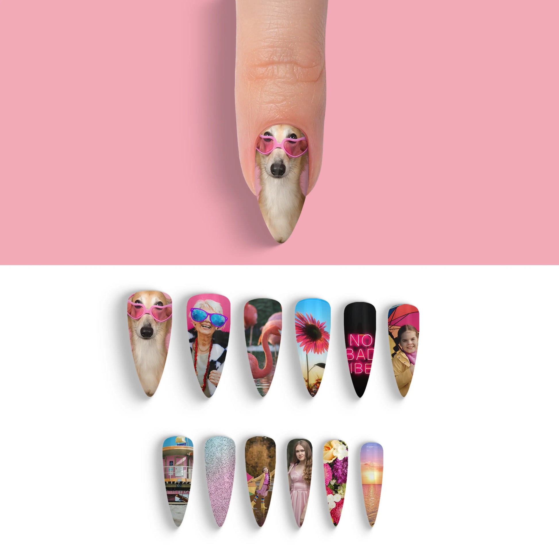 Long Stiletto Custom Nail Art Press On Nails (Design Your Own) - Custom Nail Art