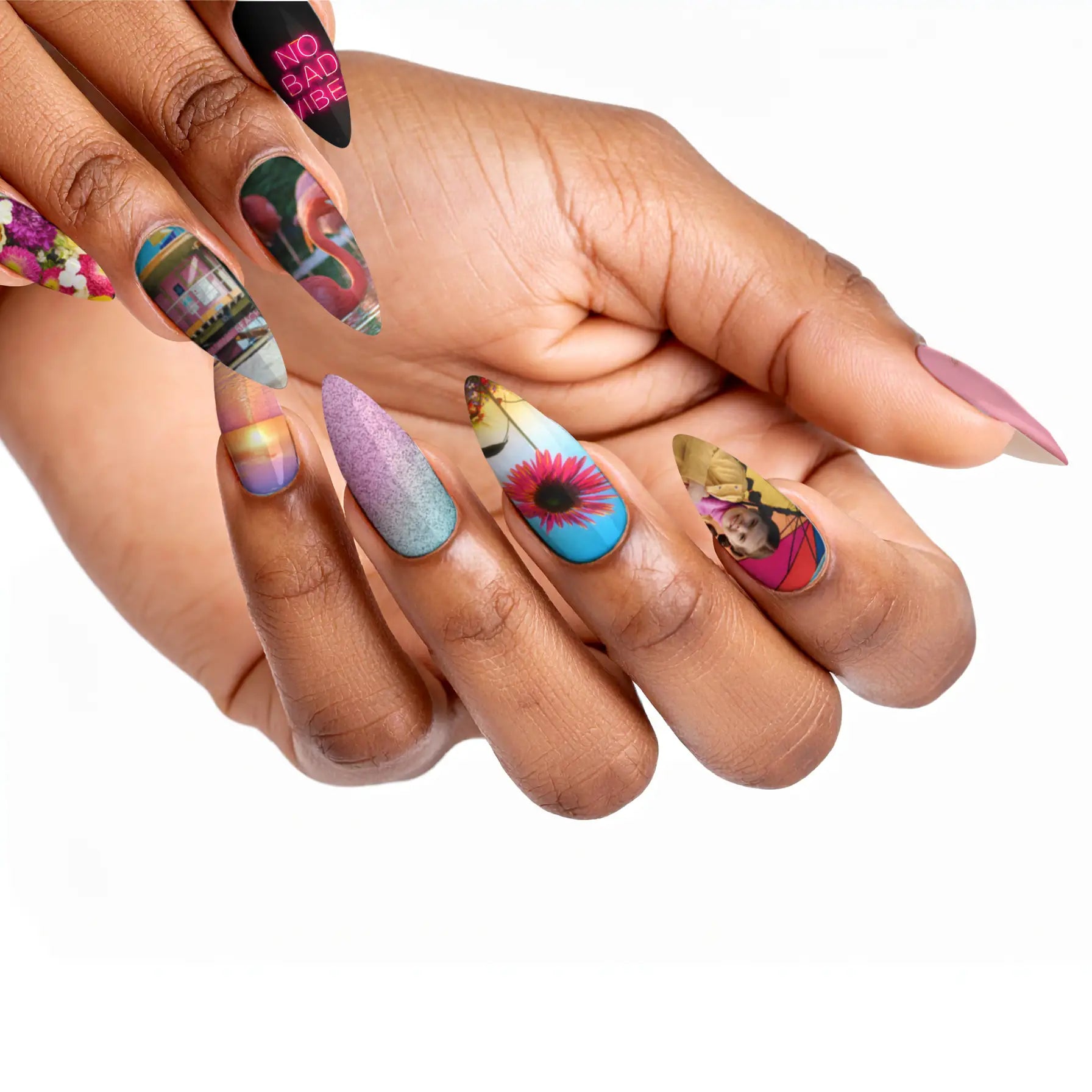 Long Stiletto Custom Nail Art Press On Nails (Design Your Own) - Custom Nail Art