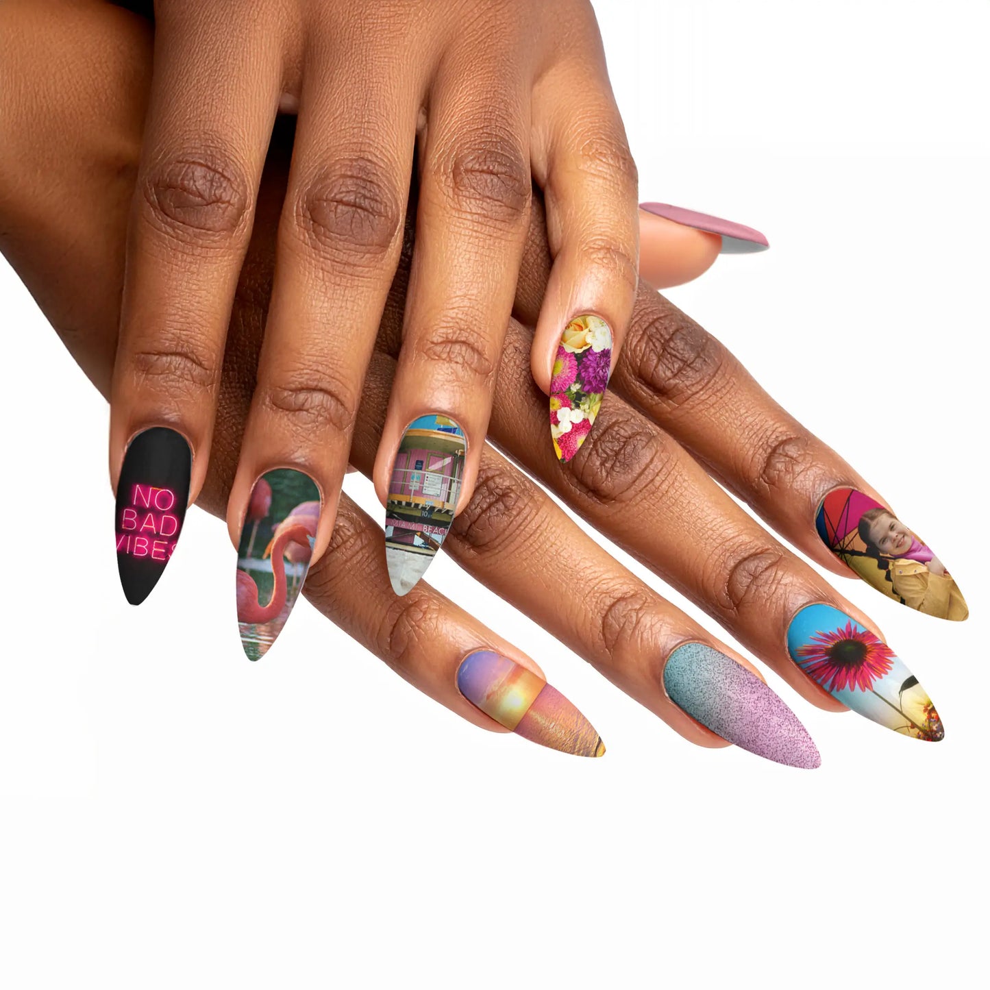Long Stiletto Custom Nail Art Press On Nails (Design Your Own) - Custom Nail Art