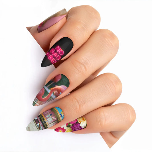 Long Stiletto Custom Nail Art Press On Nails (Design Your Own) - Custom Nail Art