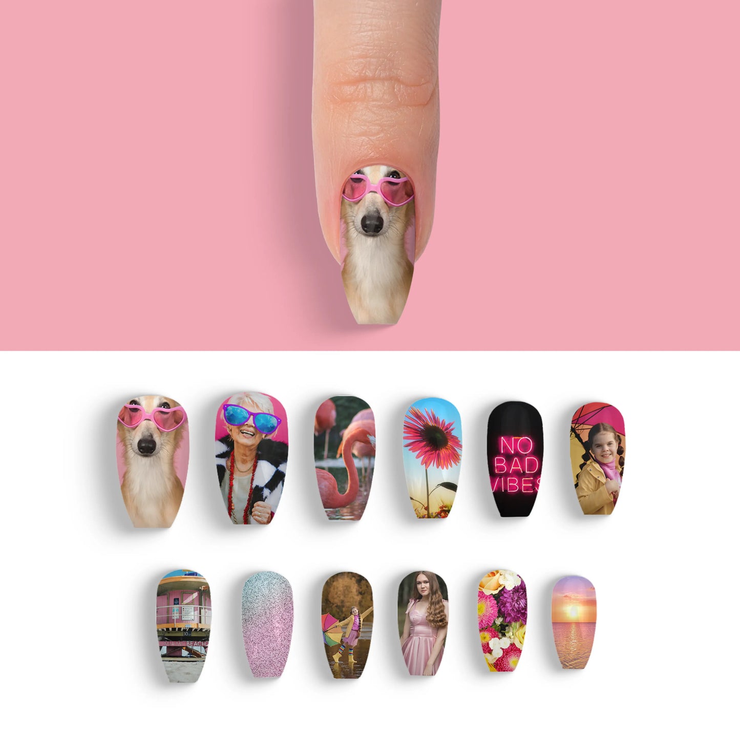 Medium Ballerina Custom Nail Art Press On Nails (Design Your Own) - Custom Nail Art