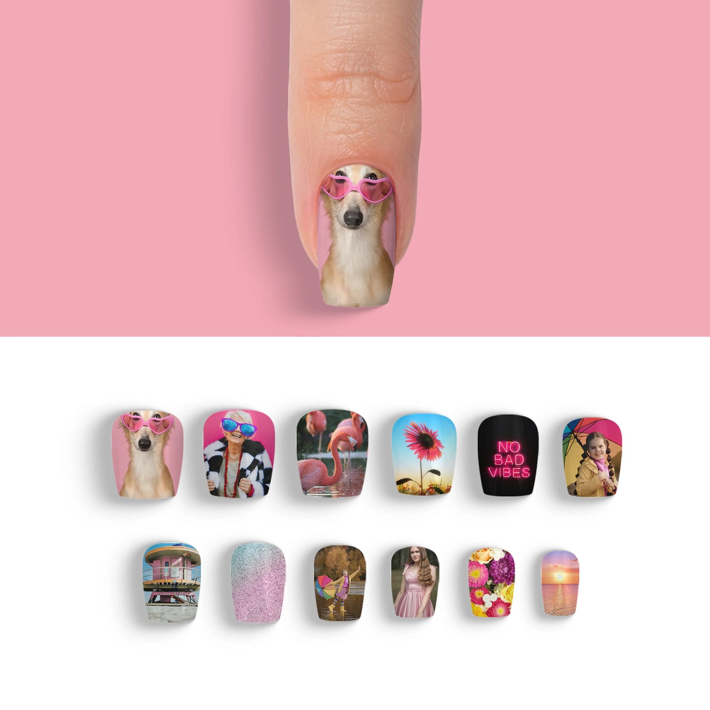 Short Ballerina Custom Nail Art Press On Nails (Design Your Own) - Custom Nail Art