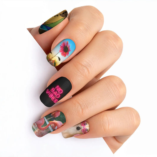 Short Square Custom Nail Art Press On Nails (Design Your Own) - Custom Nail Art