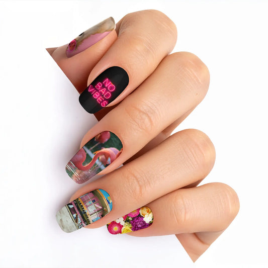 Squoval Custom Nail Art Press On Nails (Design Your Own) - Custom Nail Art
